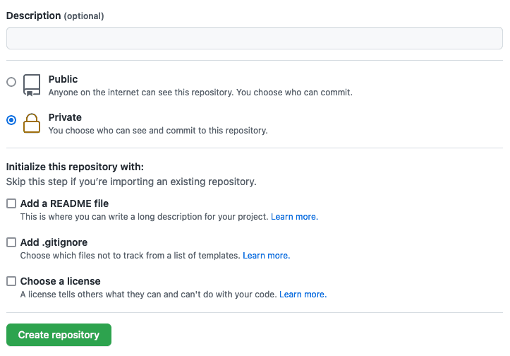 GitHub Initialization options