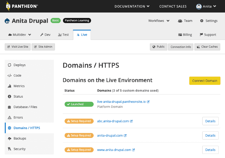 Adding an additional domain to the Site Dashboard