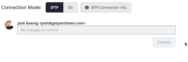 committing code via the Pantheon dashboard