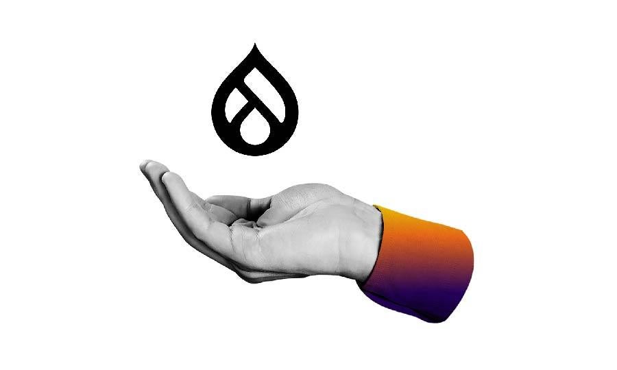 Drupal Logo Over a Cupped Hand