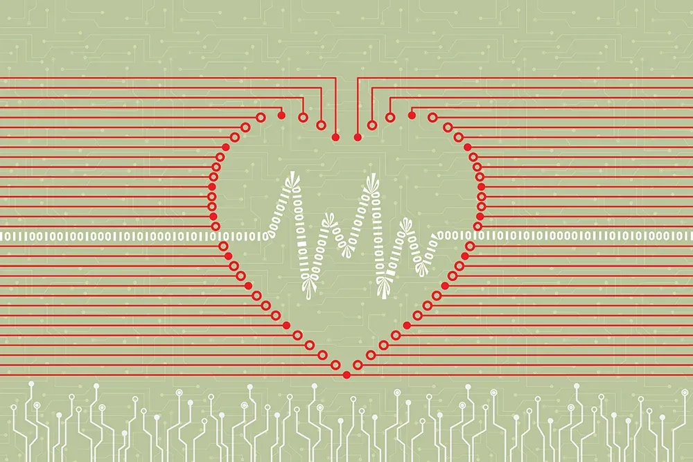 Heart with binary code