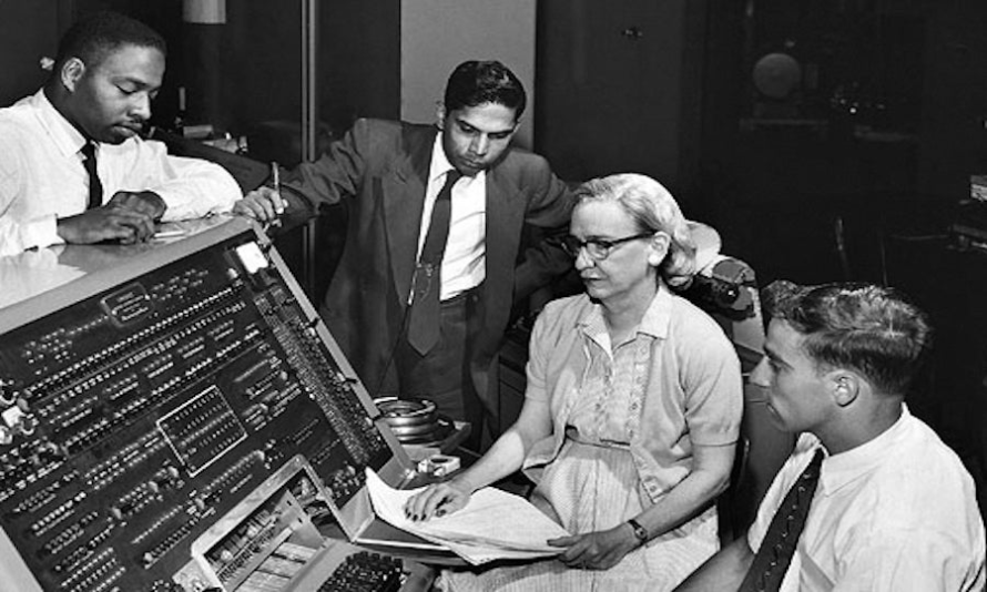 Grace Hopper at the UNIVAC keyboard, 1960.