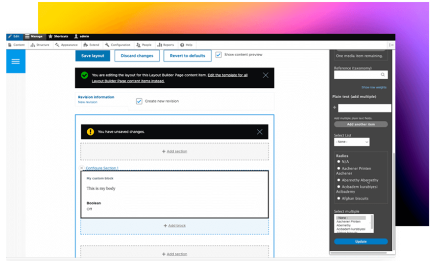 Dashboard screenshot: proper reset of the settings tray using the all: revert CSS rule.