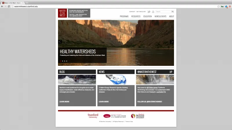 Screenshot of Water in the West website home page