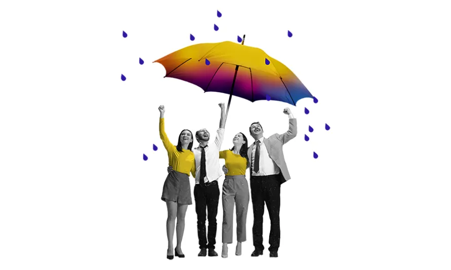 People standing under an umbrella
