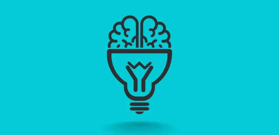 Animation of half a light bulb with the top half replaced with a brain