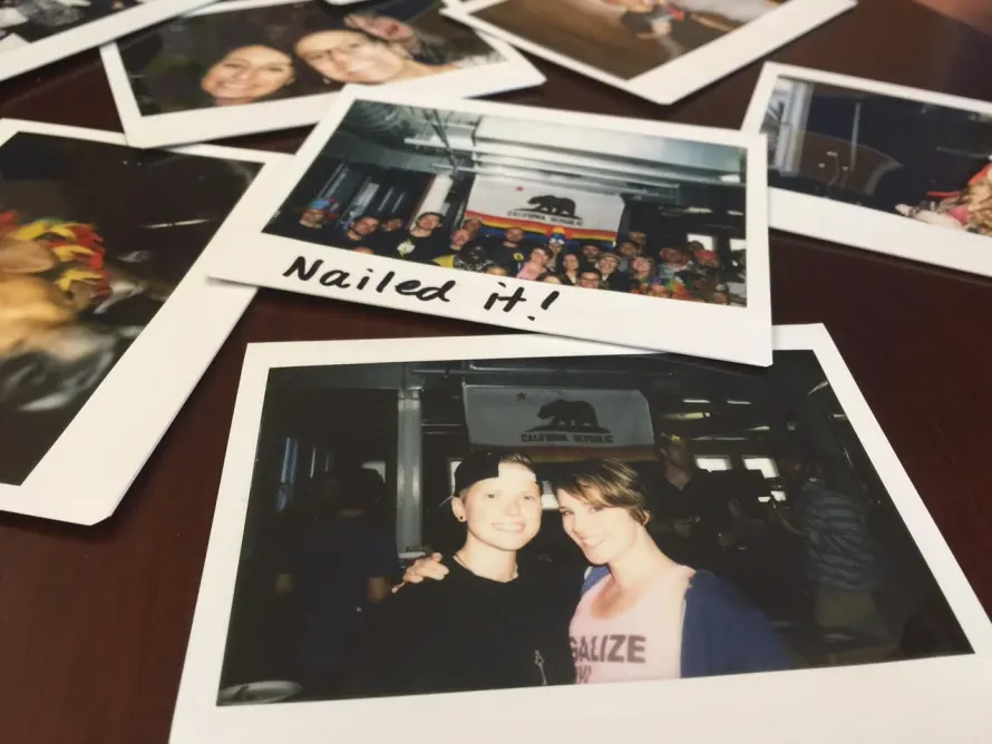 Polaroid photo of the author at a pride party
