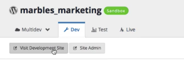 Clicking on Visit Development Site