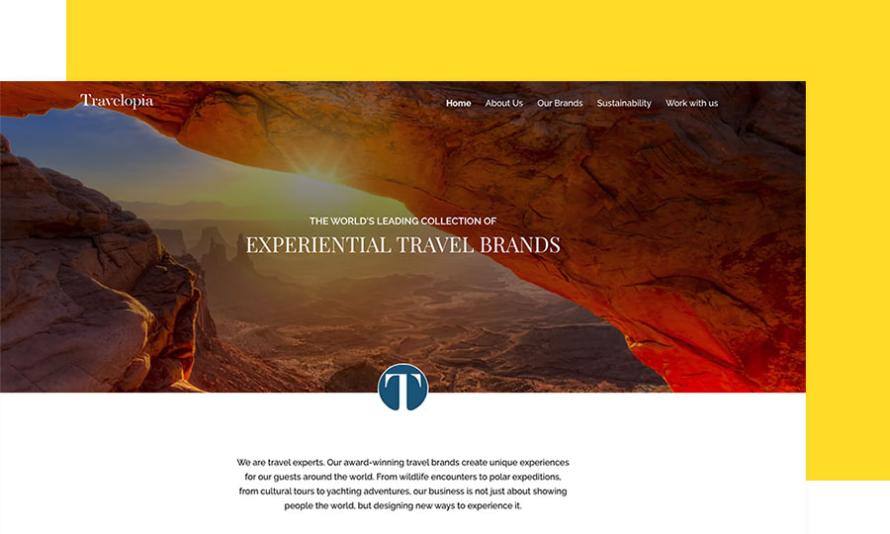 Travelopia home page 