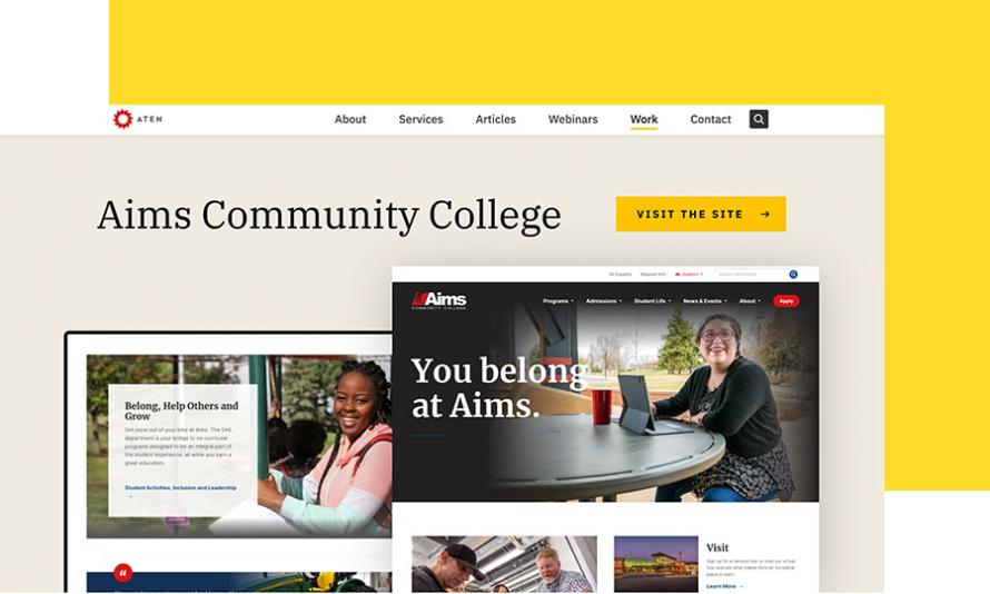 Aims Community College website page