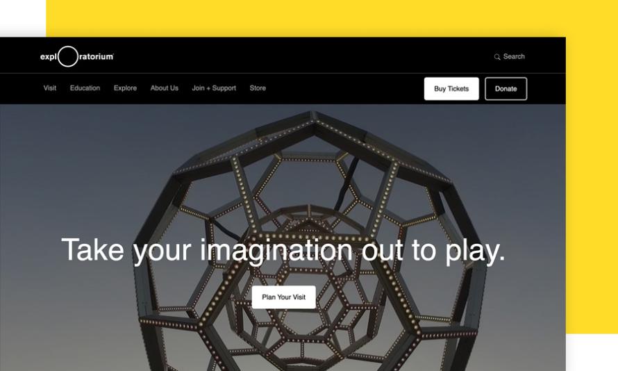A screenshot of the Exploratorium homepage 
