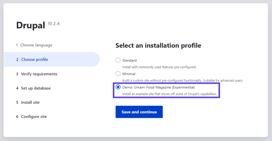 A screenshot of Pantheon's dashboard highlighting how to select an Umami demo option. 