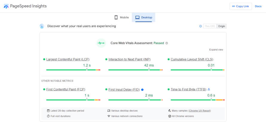 Google PageSpeed Insights’ sample report.