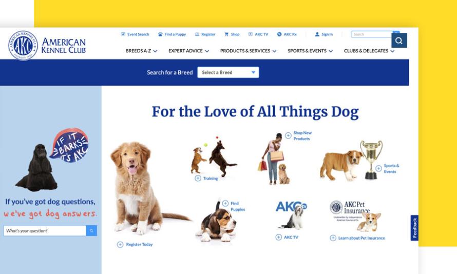 The American Kennel Club's homepage.