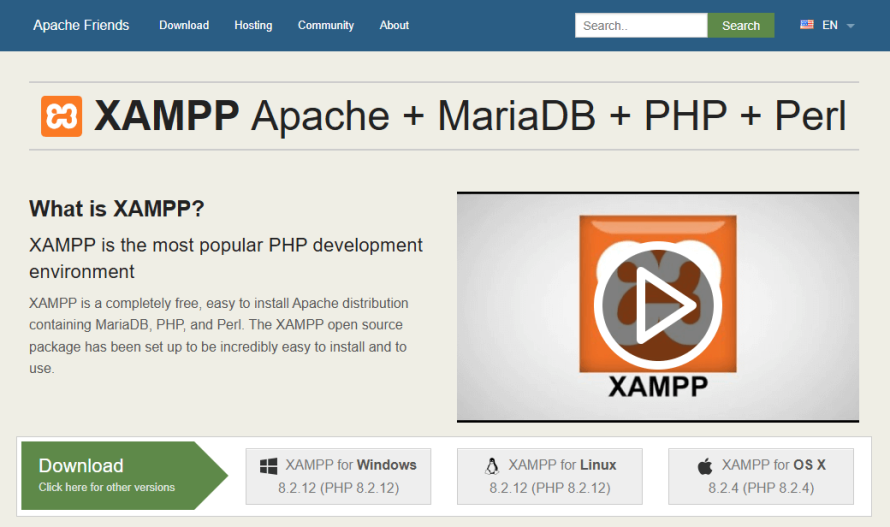 XAMPP’s control panel.