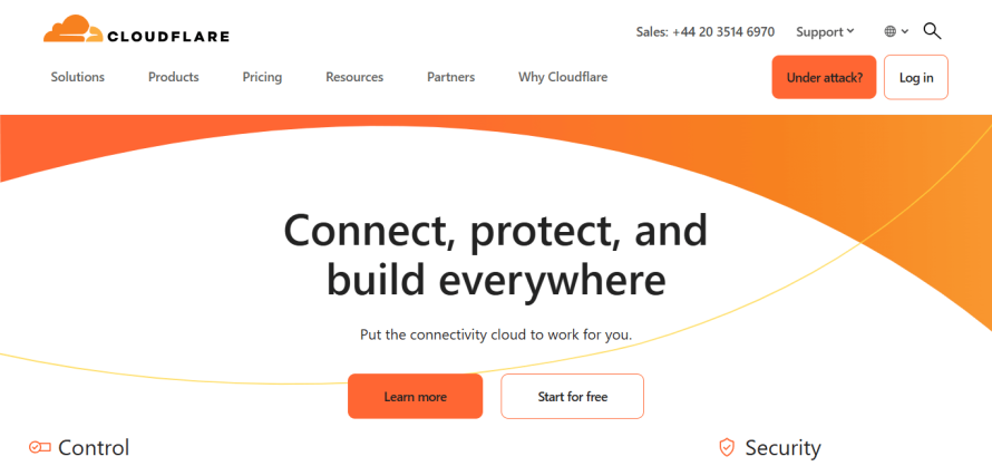 Cloudflare’s homepage