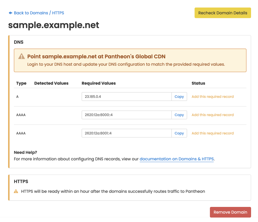 Pantheon's dashboard