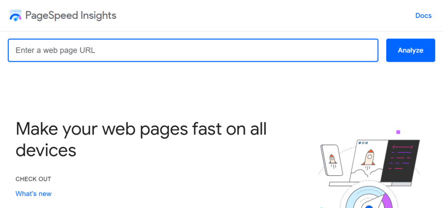 Google PageSpeed Insights’s homepage