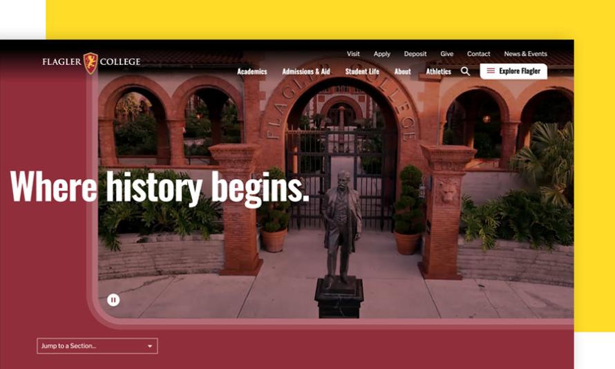 A screenshot of flagler.edu homepage