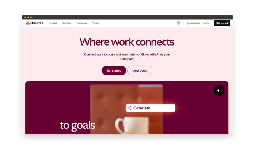 Asana homepage