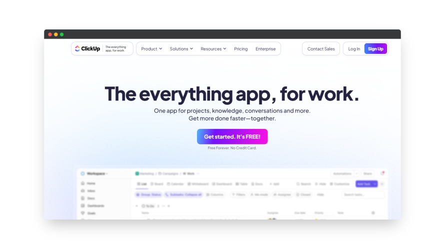 ClickUp homepage