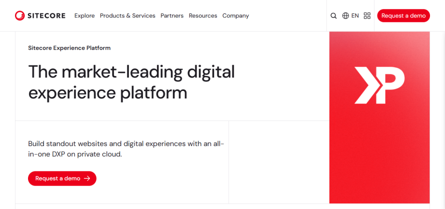 A screenshot of Sitecore’s homepage.
