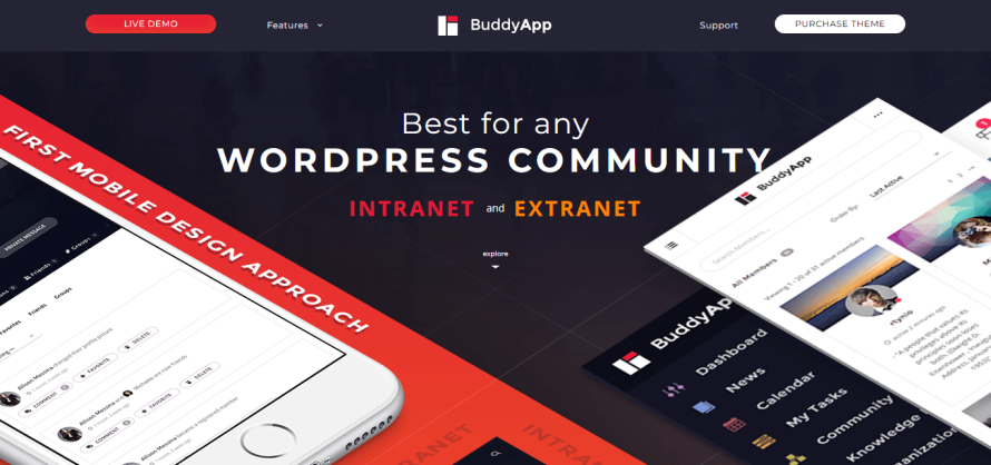 A screenshot of the BuddyApp’s home page.