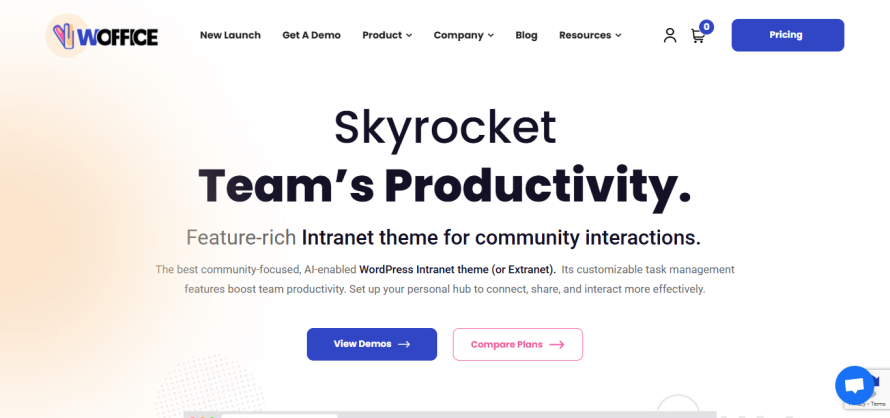 A screenshot of the Woffice’s home page.