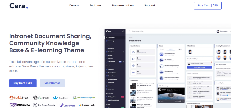 A screenshot of the Cera’s home page.
