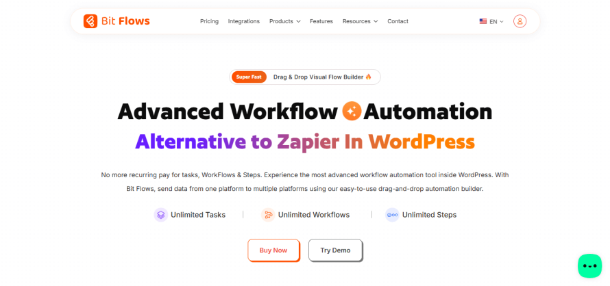 A screenshot of Bit Flows’ homepage.