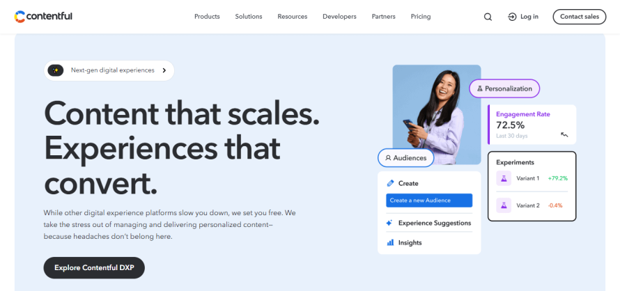 A screenshot of Contentful’s homepage.
