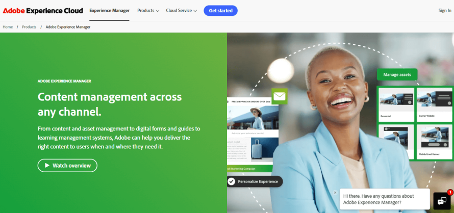 Adobe Experience Manager (AEM)’s homepage.