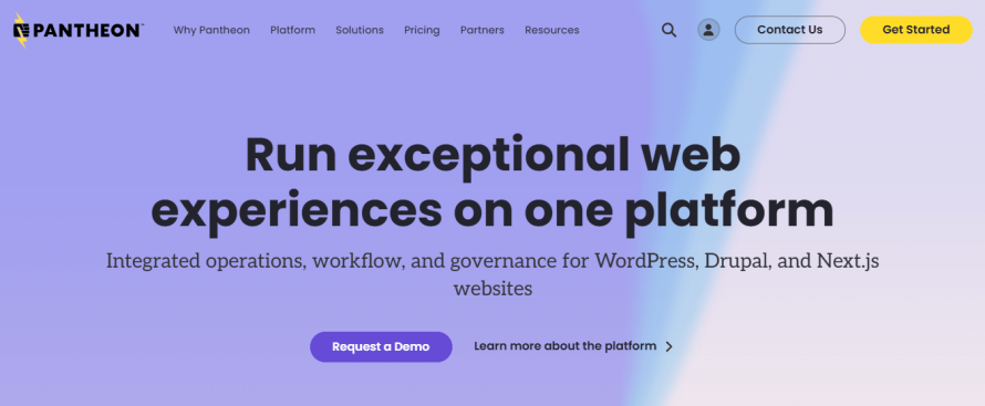 A screenshot of Pantheon’s homepage.