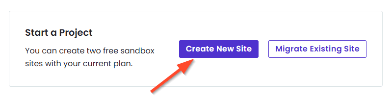 A screenshot showing how to create a new site on Pantheon.