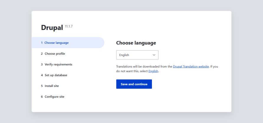 A screenshot of the Drupal installation.