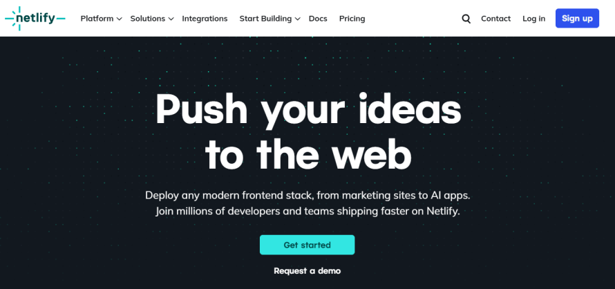 A screenshot of Netlify’s homepage.