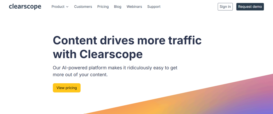 Clearscope homepage