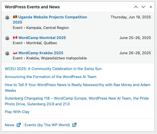 fair events widget