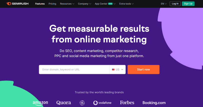 Semrush homepage