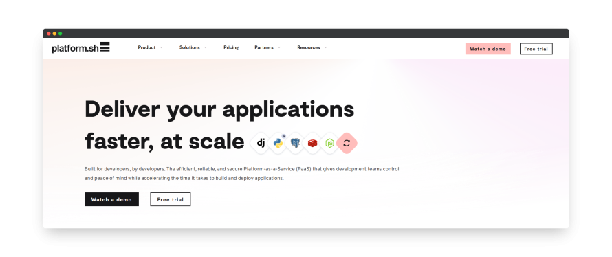 Platform.sh homepage