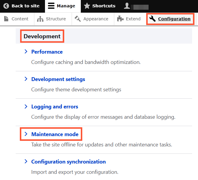 Maintenance mode in Drupal