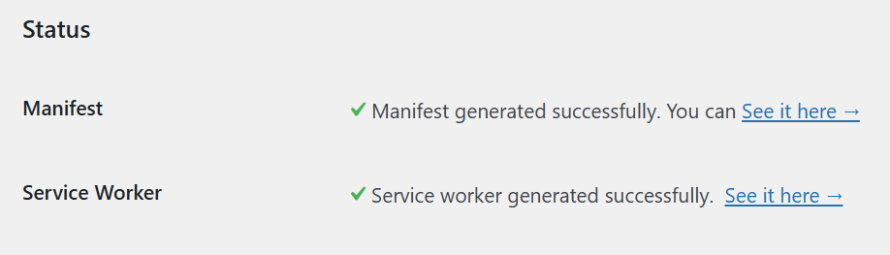Viewing the manifest and service worker files in SuperPWA.