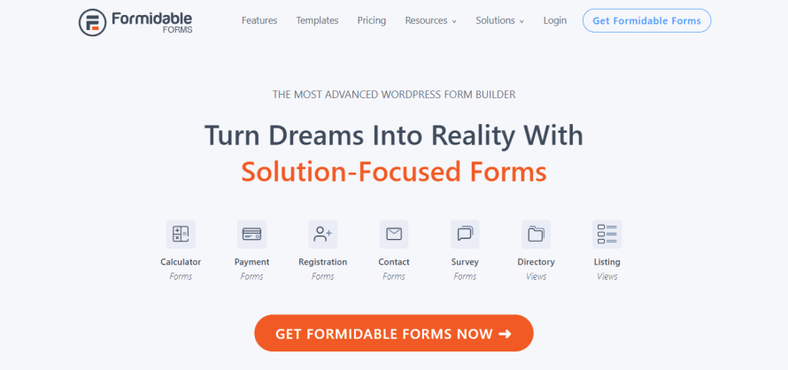 Formidable Forms’ homepage.