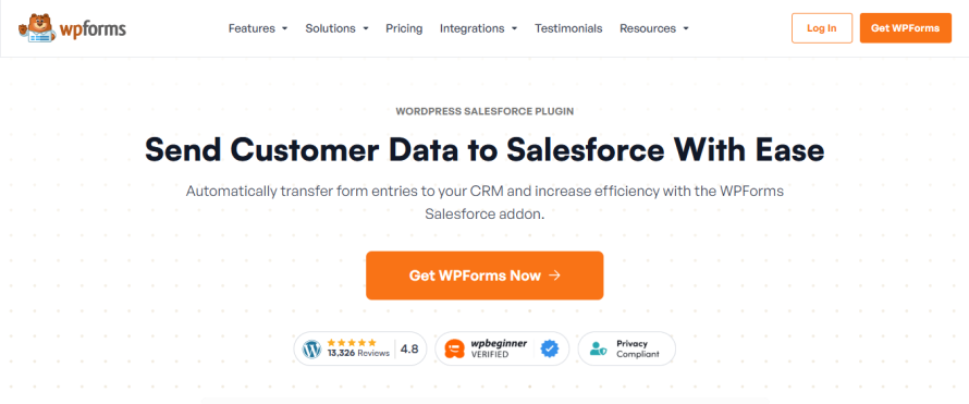 WPForms’ Salesforce add-on homepage.
