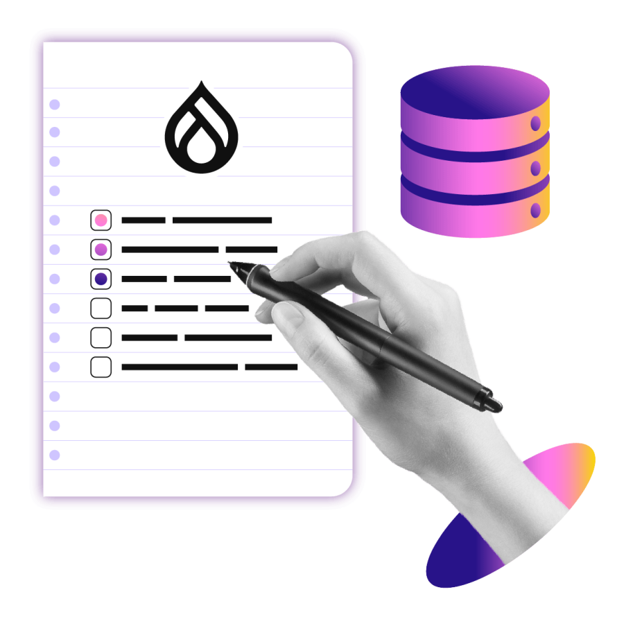 A collage featuring a hand with a checklist and a server in the background