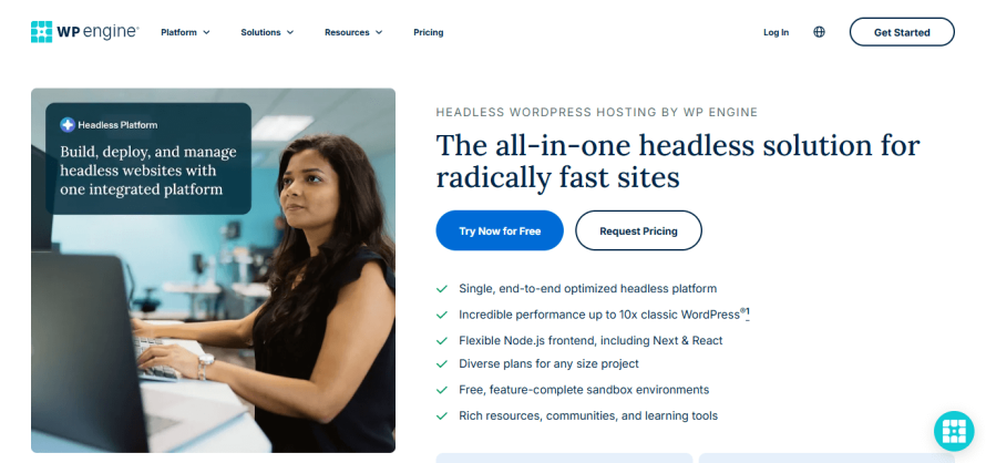 The homepage of WP Engine’s headless platform.