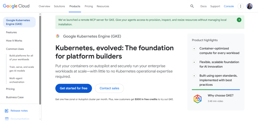 Google Kubernetes Engine’s product page.