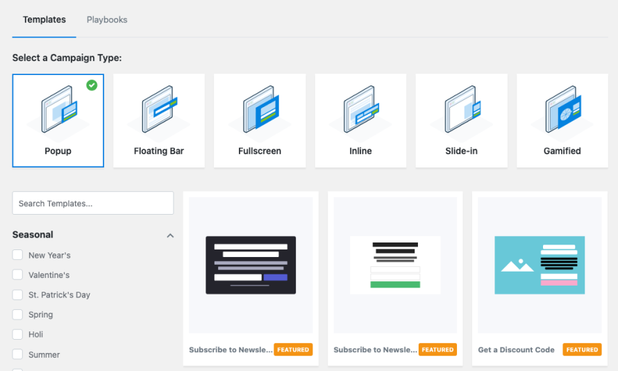 OptinMonster campaign templates