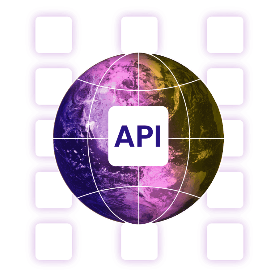 WordPress API illustration showing global data connections and external application integrations.
