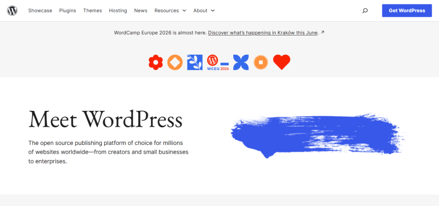 WordPress’s homepage.
